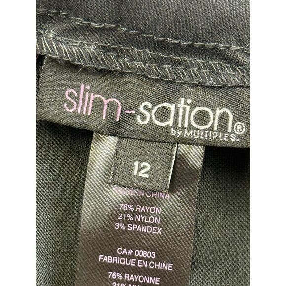 Slim-sation Pants Womens 12 Black Embroidered Floral Stretch Pull On Cropped - Picture 5 of 11